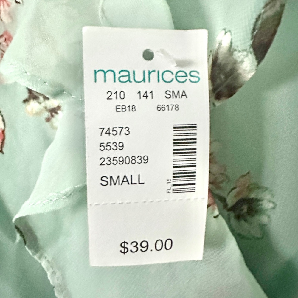 Maurices Flutter Sleeve Chiffon Wrap Mini Dress Mint Green Floral Size Small - Picture 9 of 12